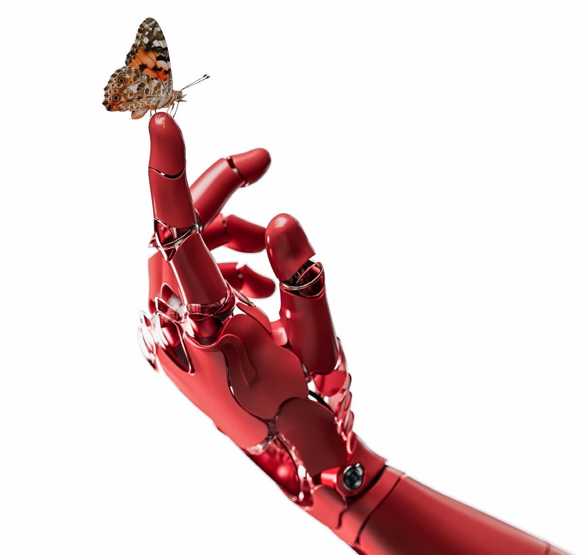 Roboterhand mit Schmetterling